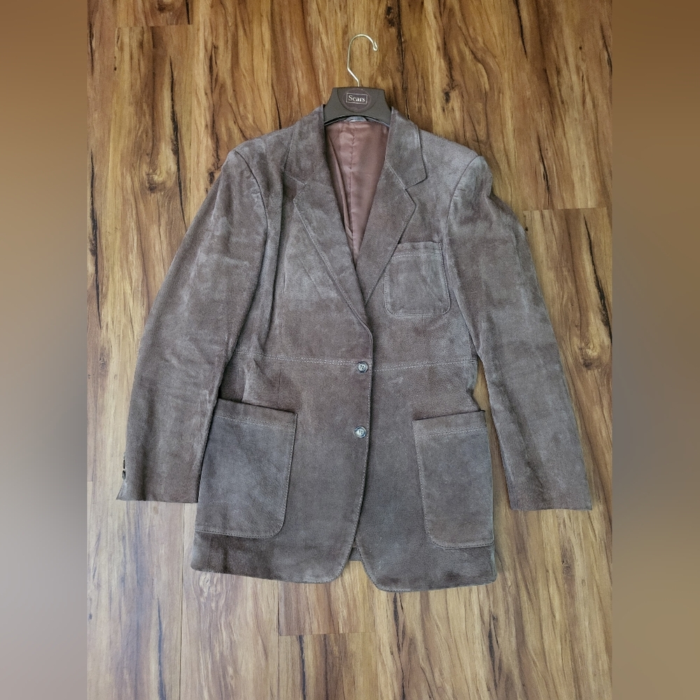 Vintage Sears The Leather Shop Jacket Mens Size 38R, Light Brown, Lined, Suede